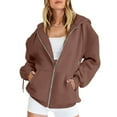 thumbnail image 4 of Zip Up Hoodie 2025 Long Sleeve Plain Hooded Sweatshirt with Pockets Pullover Hoody Jacket Hoodies for Women, 4 of 6