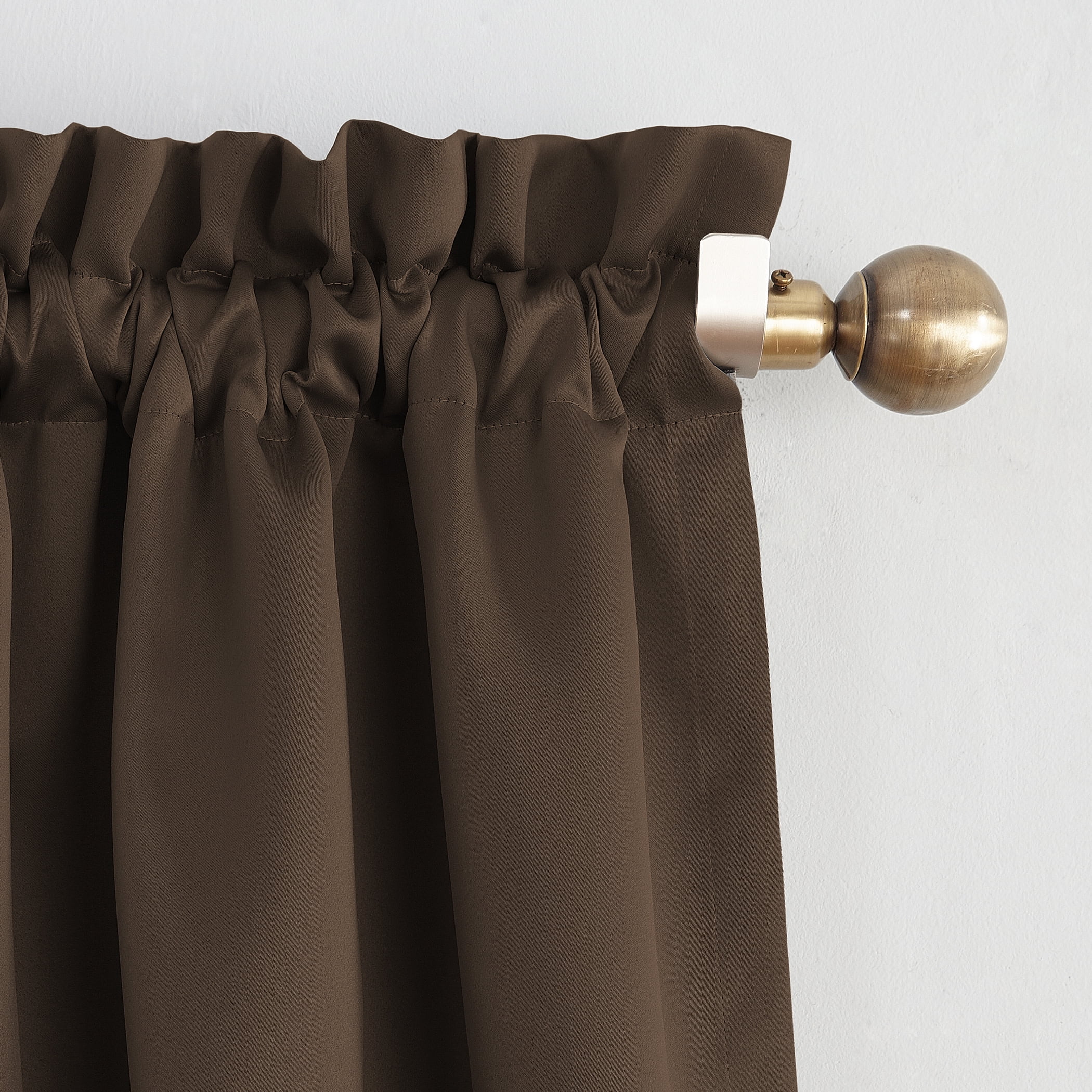 Sun Zero Kylee Energy Efficient Room Darkening Rod Pocket Curtain Panel, 54" X 84", Chocolate Brown