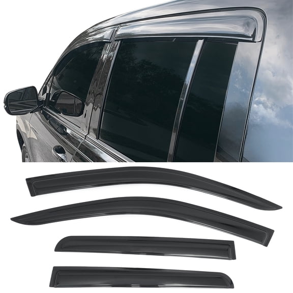 Ikon Motorsports Window Visors Compatible With 2017-2026 Honda Ridgeline, Somke Acrylic Sun Rain Guard Deflector 4PCS