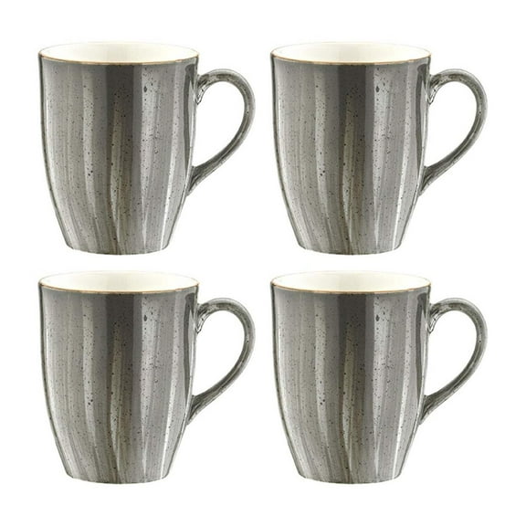 Space dia.3.25" h:4.25" 11 oz. Round Grey Porcelain Mug (Set of 4)