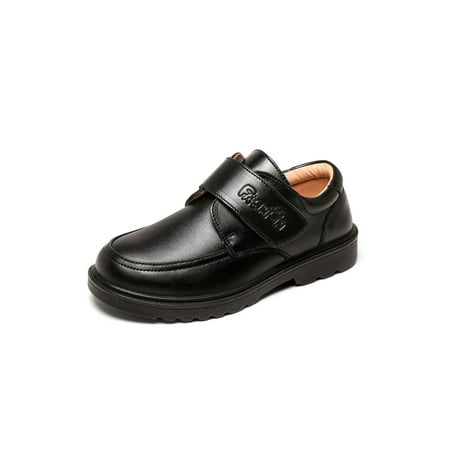 

UKAP Boys Dress Shoes School Leather Shoe Wedding Oxfords Fashion Flats Boy s Loafers Uniform Magic Tape Black 5Y