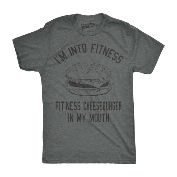 Mens Fitness Cheeseburger In My Mouth T Shirt Funny Junk Food Tee for Guys Graphic Tees