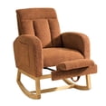 thumbnail image 1 of QinaQin Solid Wood Glider Rocking Chair, Teddy Plush Nursery Rocker with Adjustable Footrest, Storage Pocket and Ottoman, 1 of 8