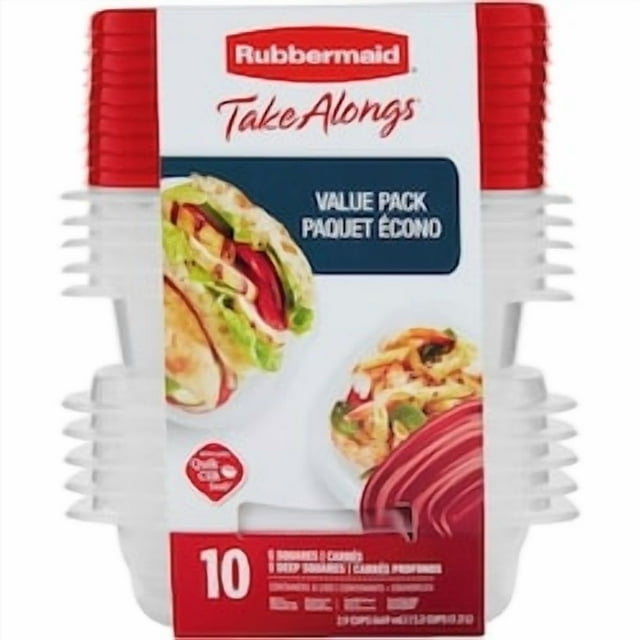 Contenants Carrés pour Aliments TakeAlongs, Rouge Rubis, Ensemble de 20 Pcs
