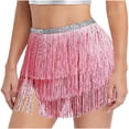 thumbnail image 2 of AGWOLF Women Belly Dance Skirt Tassel Fringe Skirts Sparkly Sequin Hip Scarf Party Rave Costume, 2 of 6