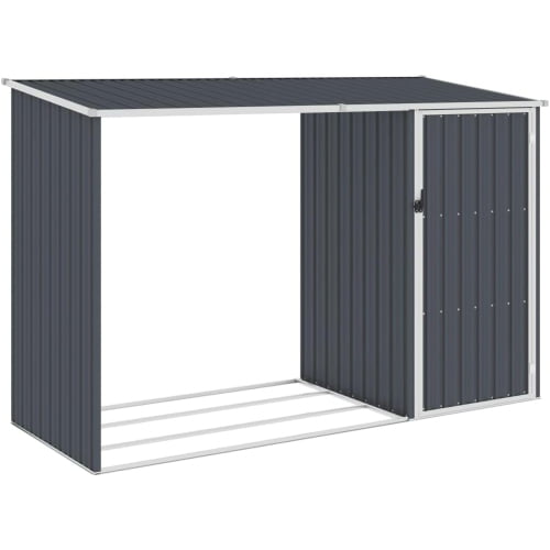 Prograde Garden Firewood Shed – Anthracite 96.5″x38.6″x62.6″ – Galvanized Steel, Outdoor Storage, Modern Design, Weather-Resistant