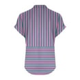 thumbnail image 4 of Shirts for Women Plus Size Short Sleeve V-Neck Stripe Button Casual Printed Home T-shirt Blouses Purple XXXXXL, 4 of 5