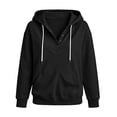 thumbnail image 5 of Hoodies Sweatshirt for Women Button Collar Drawstring Long Sleeve Pullover Casual Winter Hooded Tops With Pocket Fall Outfits, 5 of 7