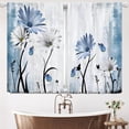 thumbnail image 6 of Blue Floral Kitchen Curtains White Flower Small Window Curtains Rustic Farmhouse Curtains for Kitchen Country Bathroom Curtains Window Treatment Drapes 27.5x39 Inch 2 Panels, 6 of 6