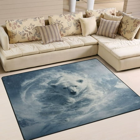 BZSMCE Vintage Area Rugs Swirl Polar Bear Creative Area For Home