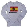 thumbnail image 1 of Spain Olympic - Field Hockey - Flag - Silhouette Men's Long Sleeve Grey T-Shirt, 1 of 2
