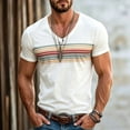 thumbnail image 5 of Mens T-Shirts Summer Lightweight Breathable Short Sleeve V Neck Loose Fit Casual Striped Shirt Streetwear, 5 of 5