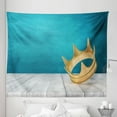 thumbnail image 1 of Empress Tapestry, Digital Effect Royalty Related Crown Motif on Wooden Floor Pattern, Fabric Wall Hanging Decor for Bedroom Living Room Dorm, 5 Sizes, Sea Blue Ecru and Grey, by Ambesonne, 1 of 1