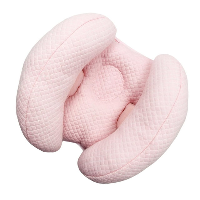 Almohada de apoyo para bebés, almohada de viaje para bebés de 1 a 2 años, soportes para la cabeza de bebés, almohada ajustable con forma de plátano Rosa claro
