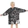thumbnail image 3 of Black Halloween Letter Bat Pattern Blanket Hoodies for Kids 6-13YR Oversize Wearable Blanket Hoodies for Boys Girls Teens, 3 of 7