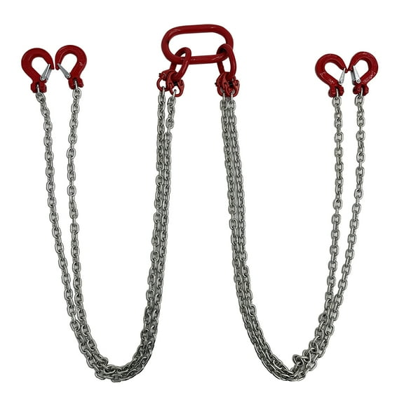 Techtongda 4.9FT Chain Sling G80 Manganese Steel Galvanized Chain Hoist Lifts 4 Ton with 4 Leg Grab Hooks
