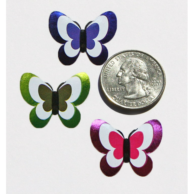 Royal Green Butterfly Stickers for Kids in Metallic Colors - Butterflies Decorative Craft Sticker - 240 Pack