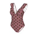 thumbnail image 4 of Yiaed German Shepherd Dog Print Women's Ruffled One Piece Swimsuit V Neck Swimwear Slimming Monokini for Woman-Large, 4 of 8