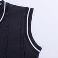 thumbnail image 5 of Men's Slim Fit V-Neck Cable Knit Sweater Vest Casual Striped Trim Pullover Tank Top, 5 of 8