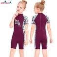 thumbnail image 4 of Buceo vela mojada traje chicas seco rápido stand stands traje de baño manga corta cuello redondo cuerpo completo traje de neopreno para surfear natación buceo púrpura m Advancent OD003667-02, 4 of 7