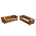 thumbnail image 4 of Chesterfield Sofa, Retro Style Upholstered Tufted Button Couch with Rolled Arms and Nailhead, 3 Seats + 3 Seats Sectional Sofa Set for Living Room Office Bedroom, Brown, 4 of 5
