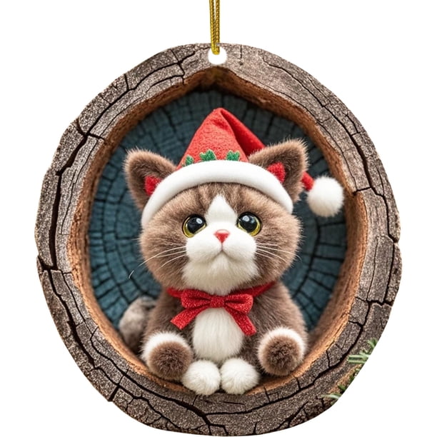 Decoraciones Del Árbol de Navidad Animales Imprimir Acrílico Oval Ornamentos, 8cm Animales Del Bosque Decoraciones para Corona de Árbol, Ornamentos Del Árbol de Navidad Regalo de Recuerdo en la Caja E