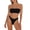 Black, variant on QURATI Swimwear Ruched Two Piece Bikini: High Waisted Thong Style Vacation Swimwear Set Black L