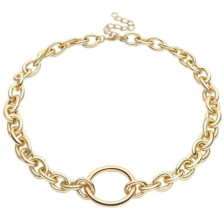 

Personality Neck Chain Punk Haning Pendant Exaggerated Necklace Simple Geometric Choker for Woman Girl (Golden)