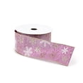 thumbnail image 2 of Melrose Glittered Snowflake Wired Christmas Craft Ribbon - 2.5" x 10 Yards - Pink, 2 of 3