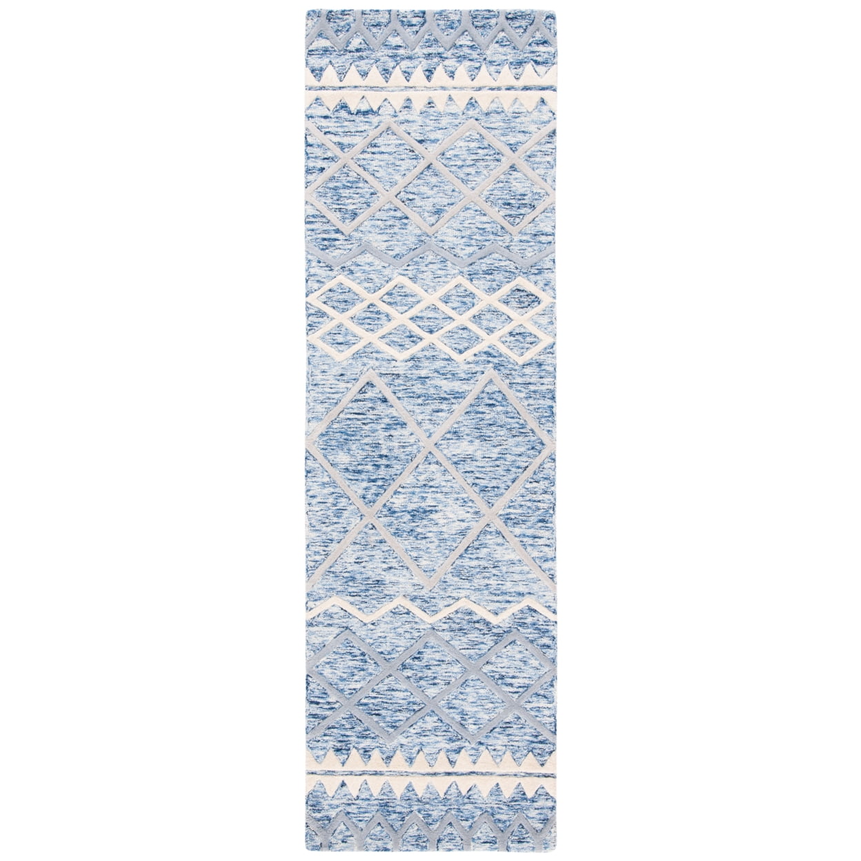SAFAVIEH Glamour Drew Geometric Chevron Wool Area Rug, Blue/Ivory, 9' x 12'