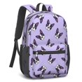thumbnail image 2 of Boston Terrier Purple Pattern 17" School Backpacks for Teens,Waterproof Oxford Fabric,S-Shape Padded Straps for School,Travel,Hiking,Camping, 2 of 6