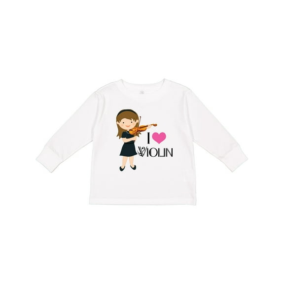 Inktastic Girls I Heart Violin Girls Long Sleeve Toddler T-Shirt