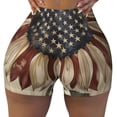 thumbnail image 2 of Logiee USA Sunflower Flag Print Women's Biker Shorts,Workout Gym Shorts,Scrunch Shorts,Tummy Control Hidden Scrunch Running Yoga Shorts-, 2 of 8