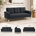 thumbnail image 5 of Lofka 70" Sofa and Couch with Side Storage Pocket and 4.7" Thick Cushions for Living Room, Black Modern Home Furniture, 5 of 9