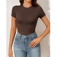 thumbnail image 7 of PrettyGuide Women's Crewneck Basic Tees Fitted Top Short Sleeve Flexiform Series Shapewear T Shirt Cappuccino L, 7 of 7
