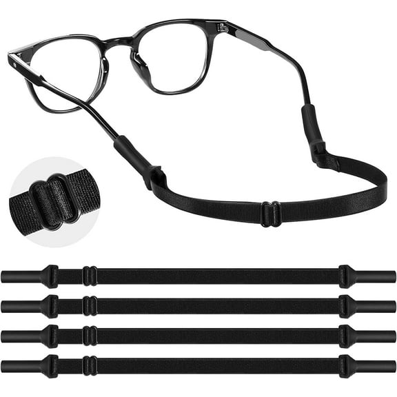 4 Pcs Kids Glasses Straps MODANU Adjustable Glasses Strap Sports Sunglasses Eyeglasses Holder Straps for Toddler and Kids-Eyewear Retainers for Boys and Girls Age 3-12 Years (Black)