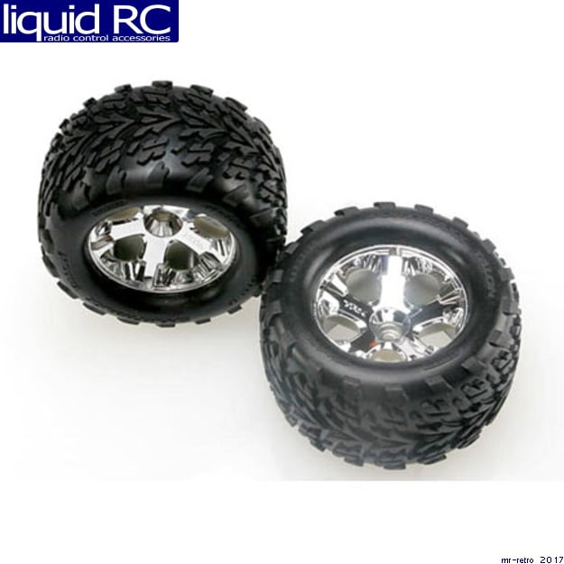 TRAXXAS 1/10 STAMPEDE 2WD SET OF TIRES AND WHEELS.TRAXXAS 2.8" MOUNTED 4 