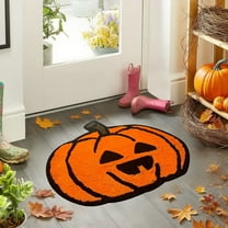 AYktou Hallowmas Bathroom Rugs, Ghost Pumpkin Shaped Soft Floor Mats Cute warm-colored Carpets Thanksgiving Area Rugs Holiday Harvests Party Gift Doormat for Living Bedroom Kitchen Decoration