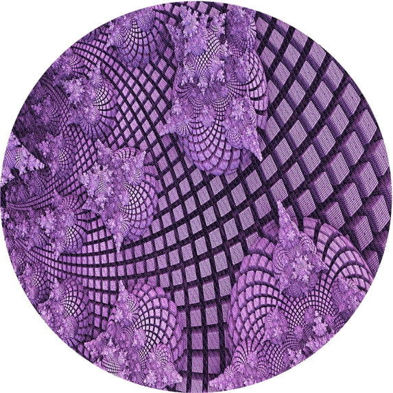 Ahgly Company Machine Washable Indoor Round Transitional Purple Area Rugs, 8' Round