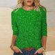 thumbnail image 1 of Fiudx Ofertas Flash Del Día Solo En Línea Blusa Holgada con Cuello Redondo Retro y Manga Tres Cuartos a La Moda para Mujer, 1 of 5