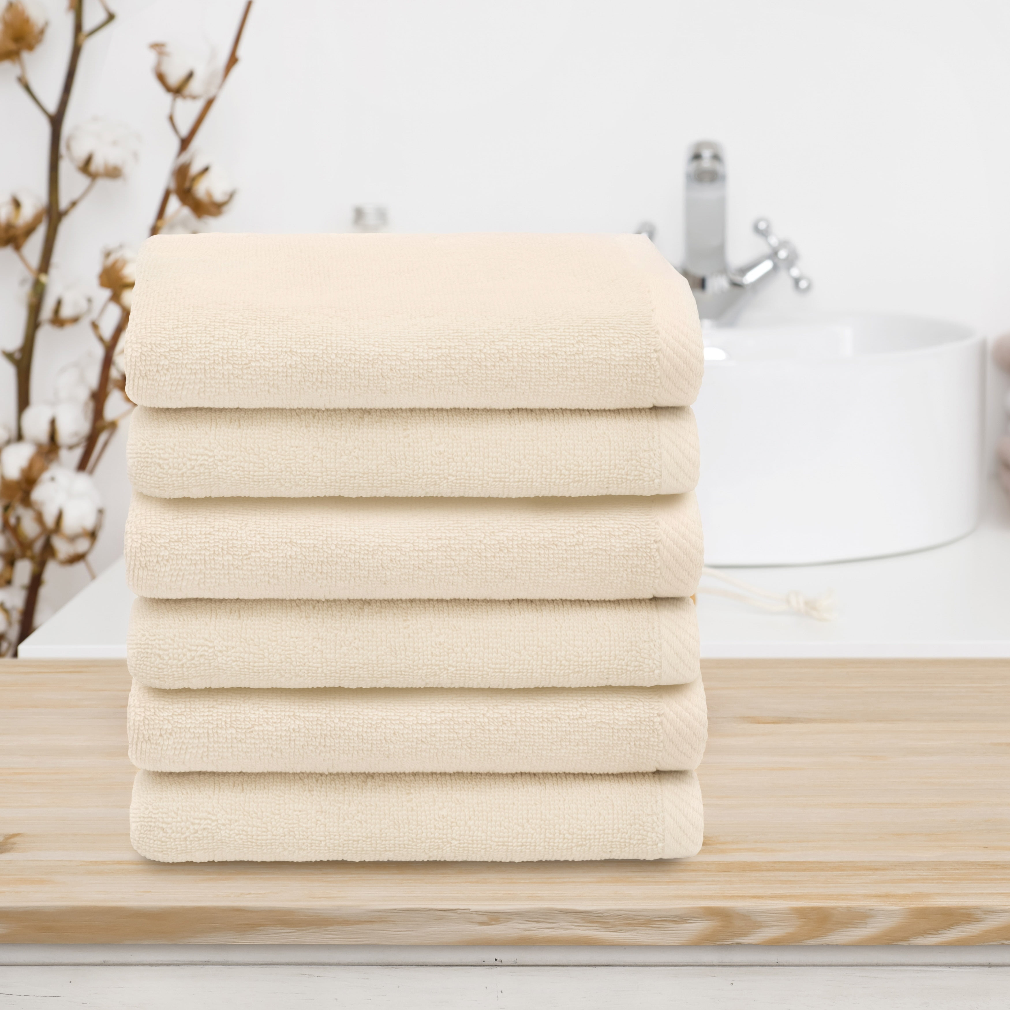 Authentic Hotel and Spa  100% Turkish Cotton Ediree Fingertip Towels - Set of 6 Charcoal
