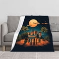 thumbnail image 2 of Cozy Durable Soft Flannel Blanket - Perfect for Sofa Travel & Bed - Elegant Starry Night Design with Moon & Aircraft Motif, 2 of 7