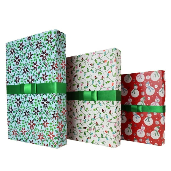 Wrap In A Hurry Christmas Apparel Box Set, Christmas Snowmen, Assorted Sizes, 3 Count
