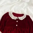thumbnail image 4 of Vestido de primavera para hermanas, mono con solapa de encaje para niñas, vestido de princesa con mangas abullonadas de encaje de terciopelo rojo, ropa de Año Nuevo, 4 of 6