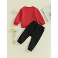 thumbnail image 5 of Suealasg Toddler Girls Valentine's Day Clothes 6M 1T 2T 3T Baby Long Sleeve Letter Print Sweatshirt Elastic Pants Sets 2 Piece Kids Girls Cute Spring Outfits, 5 of 9