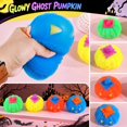 thumbnail image 2 of Stress Ball Yellow Squeeze Pumpkin 1 Pack Glow in The Dark Squeeze Toys Halloween Party Decoration for Student and Adults, 2 of 7