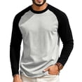 thumbnail image 2 of GrmtClth Men's Shirts Color Block Raglan Long Sleeve Classic Baseball Moisture Wicking Fitness Casual Tops Light Gray 3XL, 2 of 5