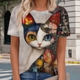 thumbnail image 4 of jowamay Womens Cat T Shirts Crew Neck Vintage Graphic Tees Short Sleeve Summer Cute Tops for Dating Daily Wear, 4 of 6