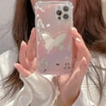 thumbnail image 3 of Pink Butterfly Phone Case Compatible with iPhone 11 Case, Cute Kpop Phone Case, Pink Gradient Mirror Butterfly Phone Cover for Women Girls, 3 of 12