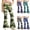 Green, variant on Spazoro Girls Flare Pants with Pockets, Button Closure Camouflage Print Relaxed Fit Lightweight Retro Bell‑Bottom Trousers for Street Daily Wear Green Size 9-10